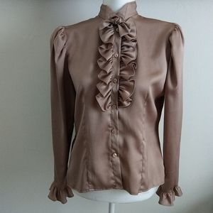 Gold Ruffle high neck blouse